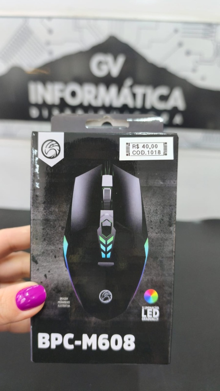 Mouse gamer BPC-M608 com iluminação LED